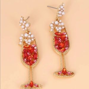 Festive Rhinestone Pearl Earrings